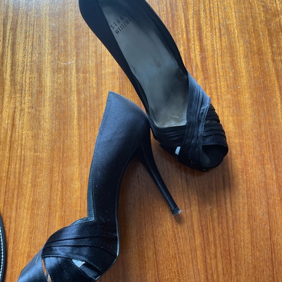 Stuart Weitzman black satin heels - Picture 2 of 5